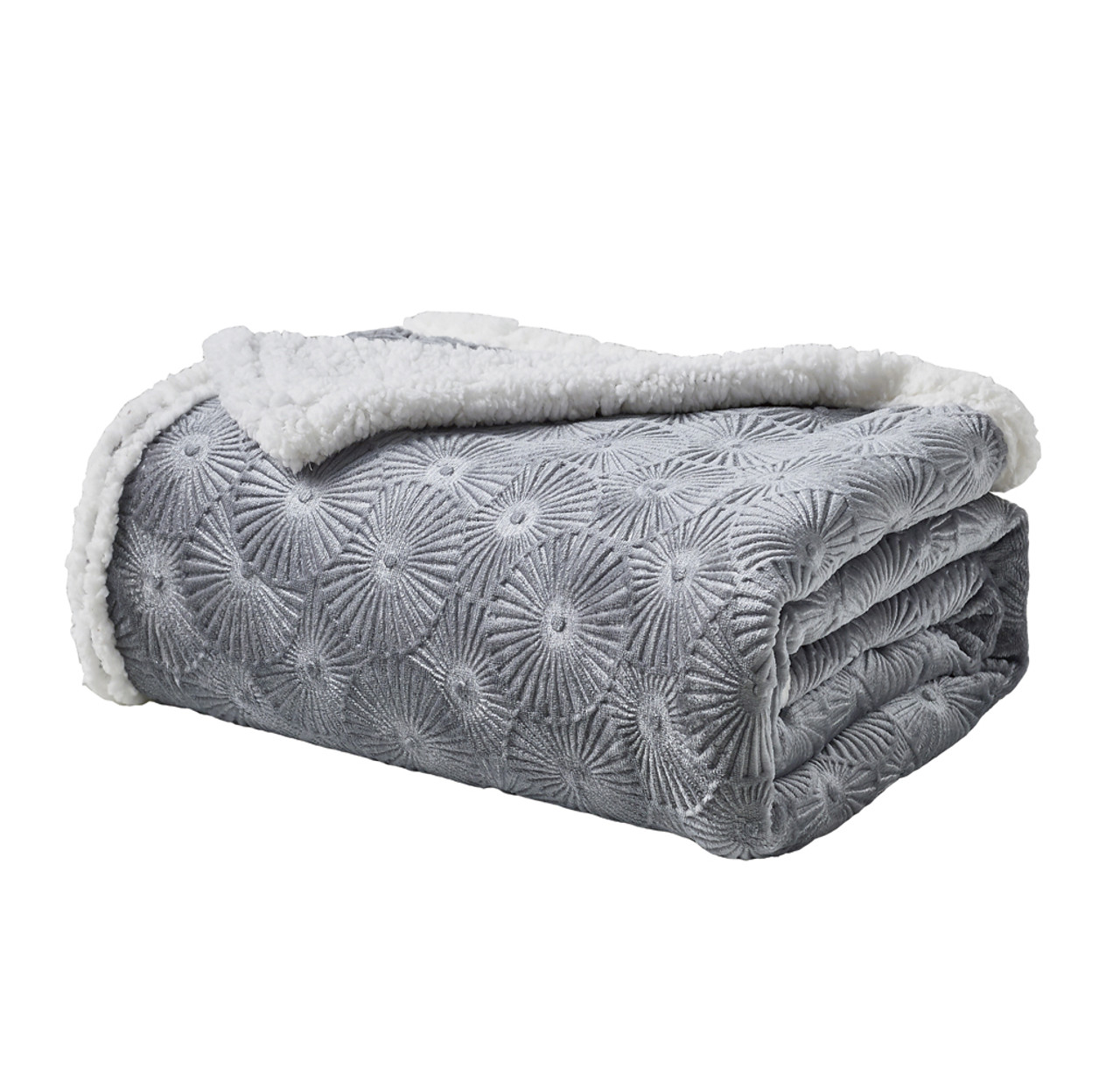 Sheradian Embossed Print Fleece Sherpa Reversible Throw Blanket